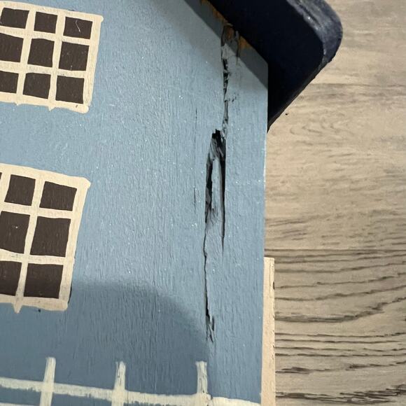 Vintage Small Handmade Primitive Tole Painted Wooden House - Picture 3 of 7